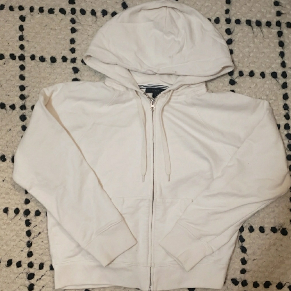 J.Crew White Full Zip Hoodie